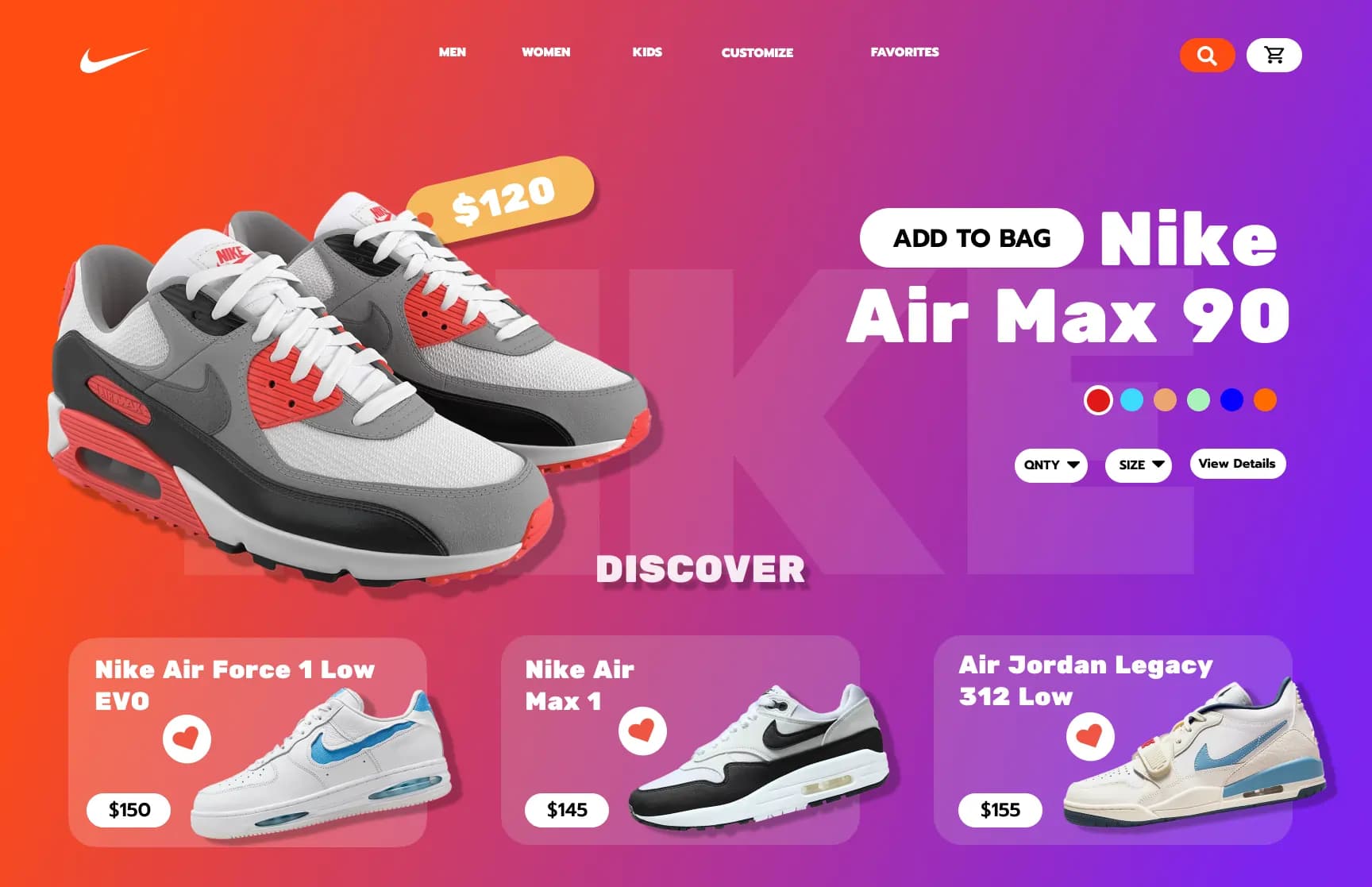 Nike landing page